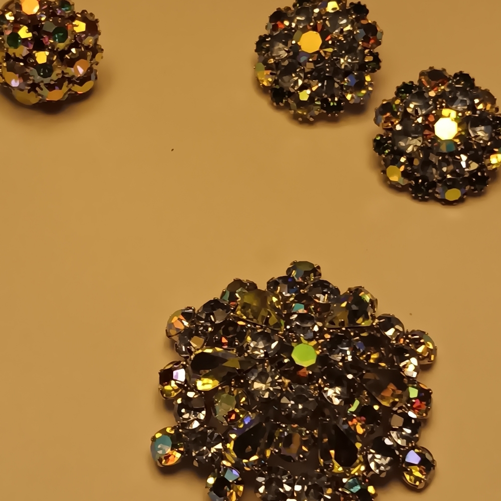 GORGEOUS VINTAGE AB RHINESTONE ADJUSTABLE RING EC - Picture 9 of 12